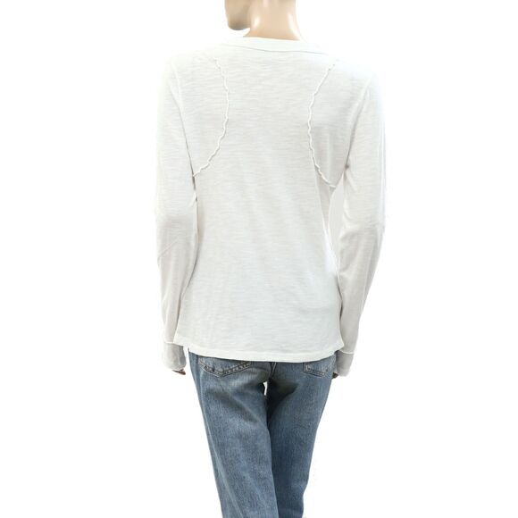 Anthropologie Pilcro Reconstructed Racer Tee Blouse Top Long Sleeve XXS 277567 - Picture 9 of 9